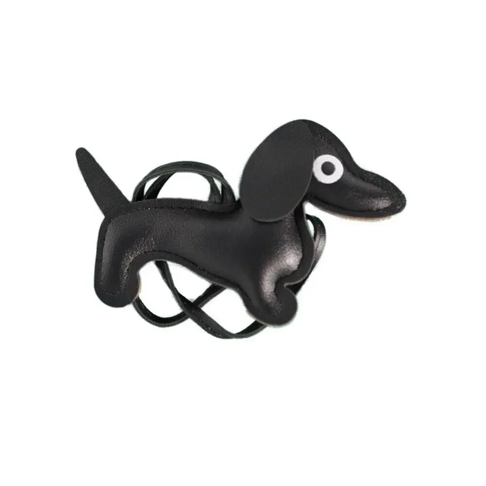 Dachshund Bag Charm Keychain Faux Leather Dog Mom Y2K Cottagecore Black NWT